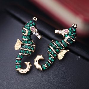 HOST PICK Emerald Rhinestone Seahorse Earrings